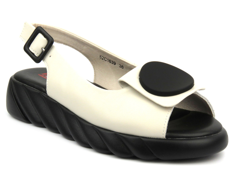 Sandały damskie na wygnej platformie - Artiker 52C1639, beżowe