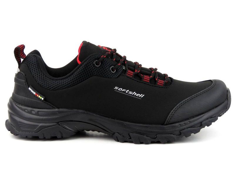 Trekkingi męskie z softshell - AMERICAN CLUB WT47/21(22), czarno-czerwone