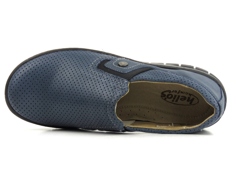 Wygodne półbuty damskie slip on - Helios Komfort 329, granatowe