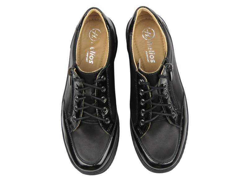 Skórzane półbuty damskie czarne 2 Helios 431