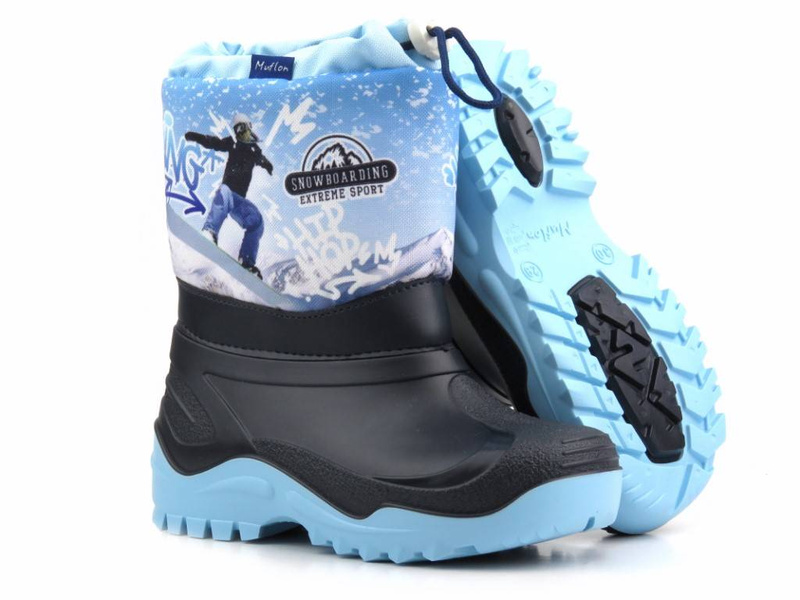 Śniegowce dziecięce z wełną - Ren But Muflon 32-468, niebieskie