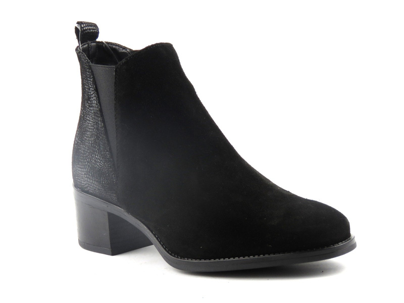 Skórzane, nieocieplane botki, sztyblety damskie Marco Tozzi 25036, czarne