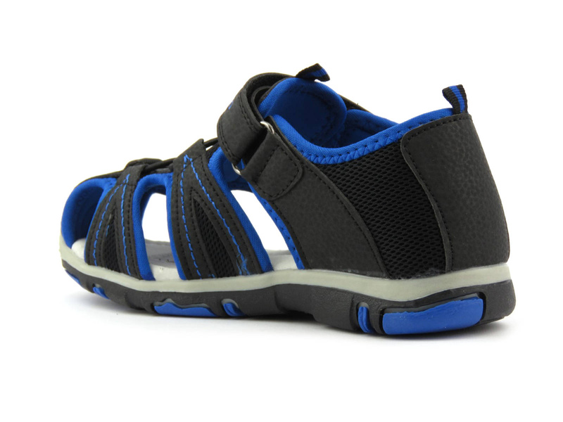 Sandały dziecięce, młodzieżowe z zakrytymi palcami - WOJTYŁKO 22313, czarno-niebieskie