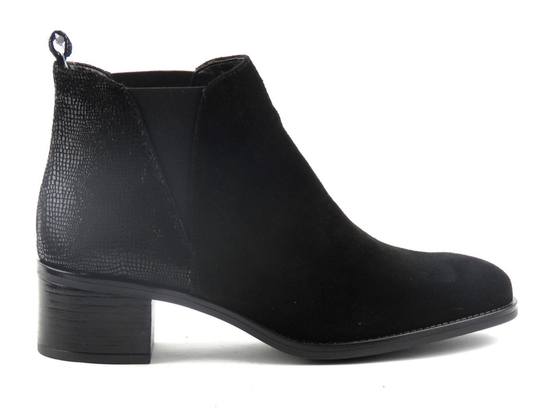 Skórzane, nieocieplane botki, sztyblety damskie Marco Tozzi 25036, czarne