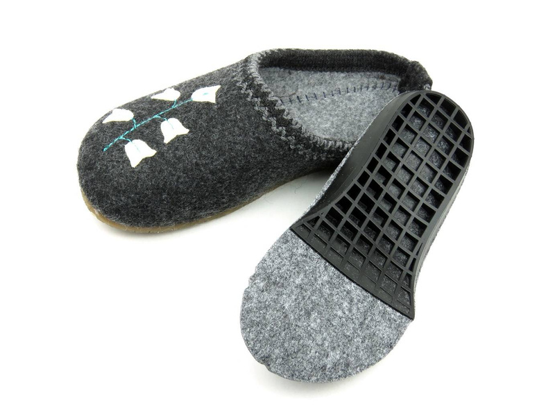 Grafitowe kapcie damskie filcowe z wyjmowaną wkładką - SZYMEL 7001