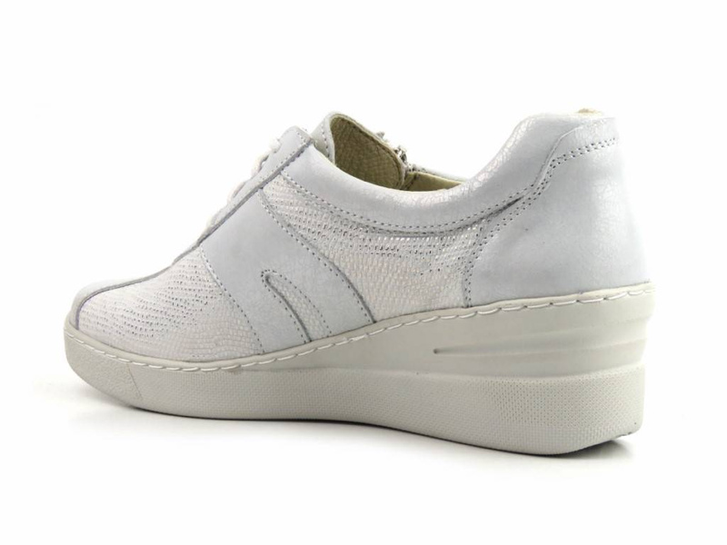 Sneakersy damskie na koturnie - Helios Komfort 377, srebrne