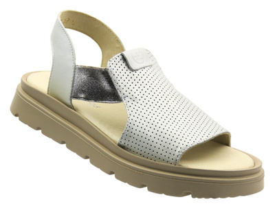 Sandały damskie skórzane srebrne Helios Komfort 157