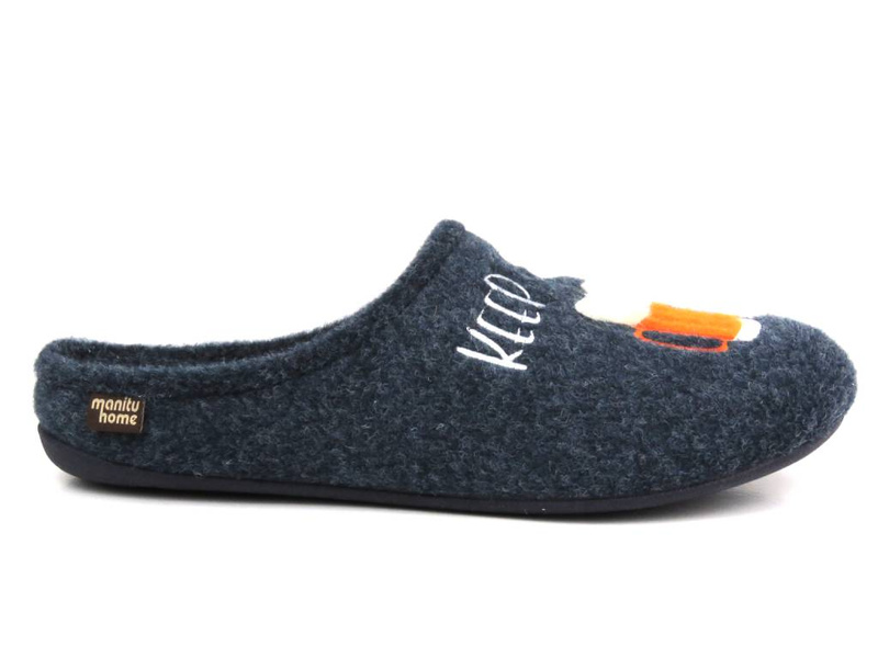 Filcowe kapcie męskie - MANITU 220022-05, granatowe
