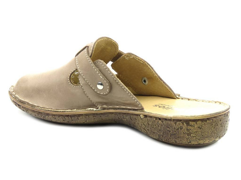 Klapki damskie z regulowanym paskiem - Helios Komfort 264, beżowe