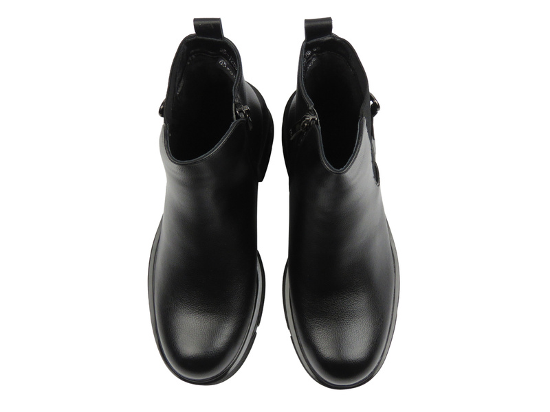 Ocieplane, klasyczne botki damskie czarne Potocki 25-12698