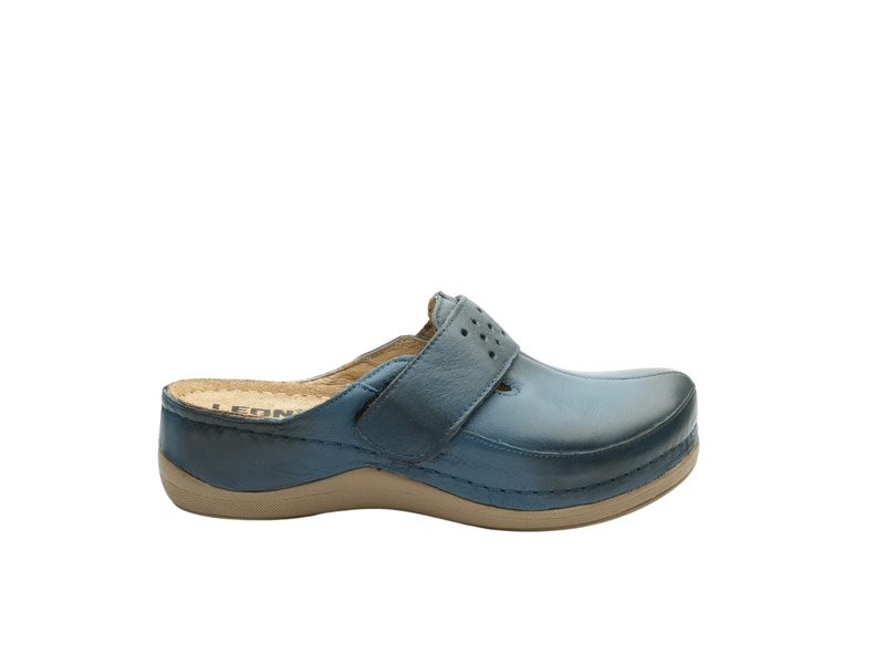 Skórzane klapki damskie granat Leon 902