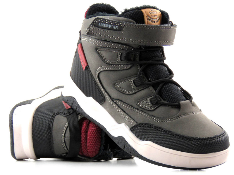 Buty zimowe dziecięce - AMERICAN CLUB ES105/22, ciemnoszare