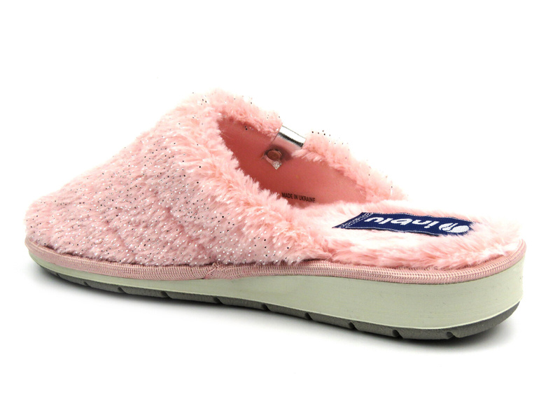 Futerkowe, miękkie kapcie damskie - INBLU LB-95, różowe