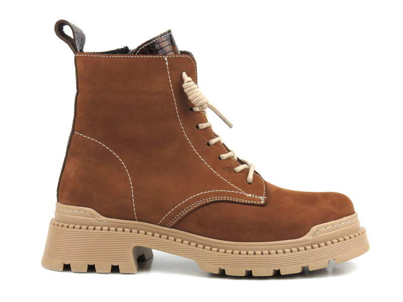 Trapery, botki damskie skórzane - Artiker 53C960, brązowe