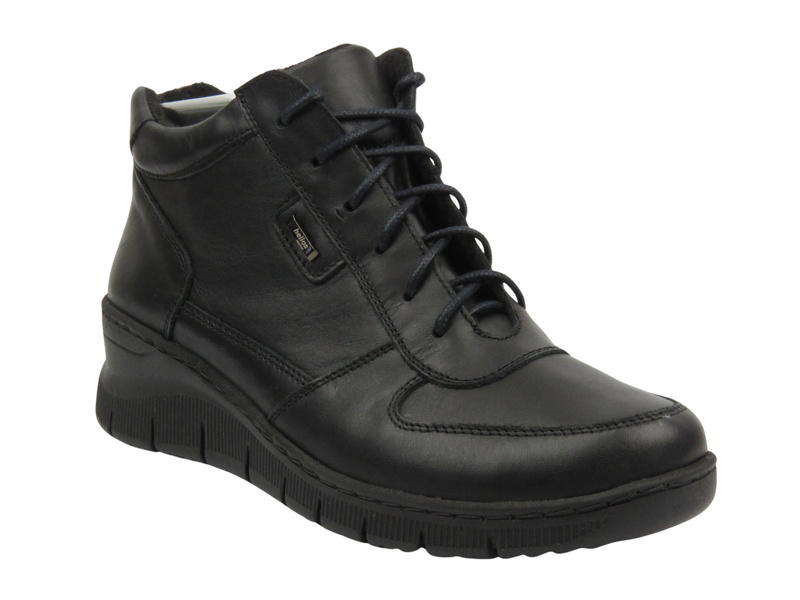 Skórzane botki damskie polskiego producenta - HELIOS Komfort 543S, czarne 2