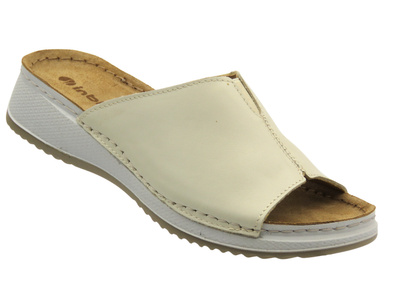 Skórzane klapki damskie beżowe INBLU SD-4KU