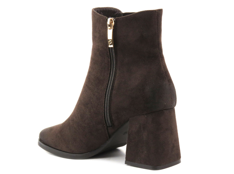 Damskie botki na obcasie - Potocki 23-12183, brązowe