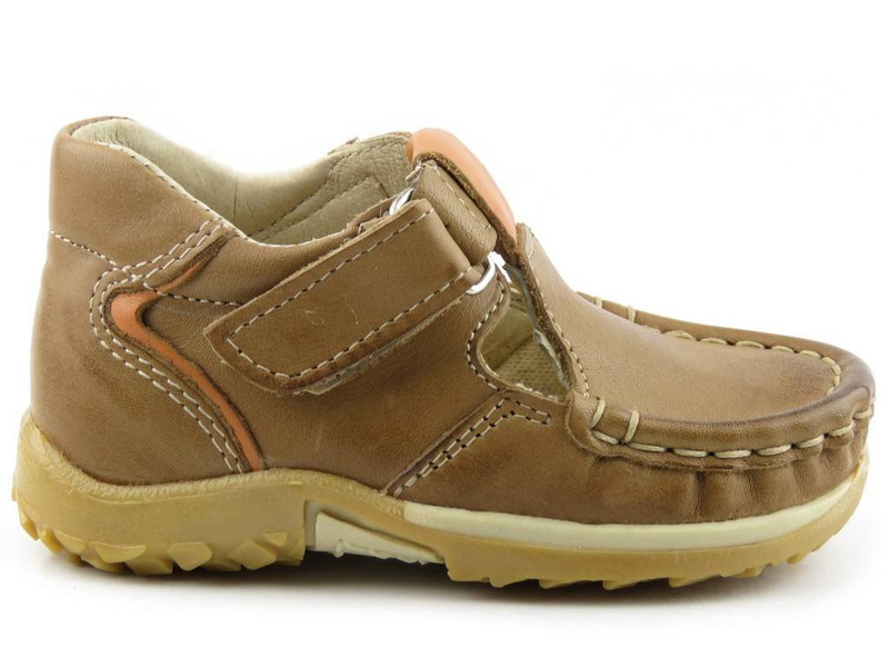 Skórzane półbuty dziecięce zapinane na rzep - Helios 008