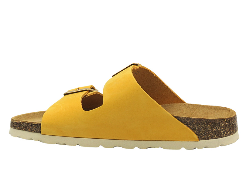 Skórzane klapki damskie - Dr Brinkmann 700696-06, żółte