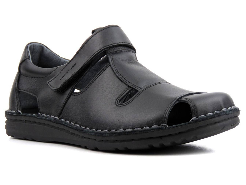 Zabudowane sandały męskie na wiosnę i lato - GRUNLAND SA1515-80, czarne