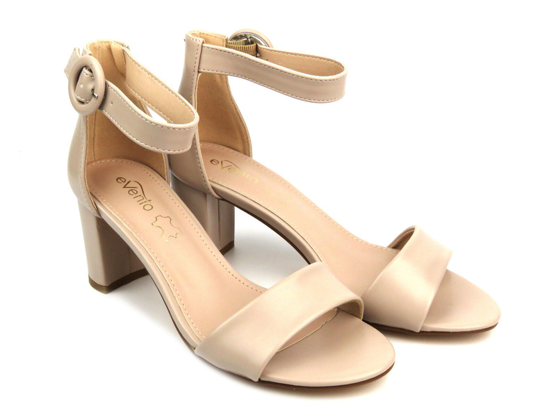Eleganckie sandały damskie na słupku- Evento 20SD98-1617, beżowe