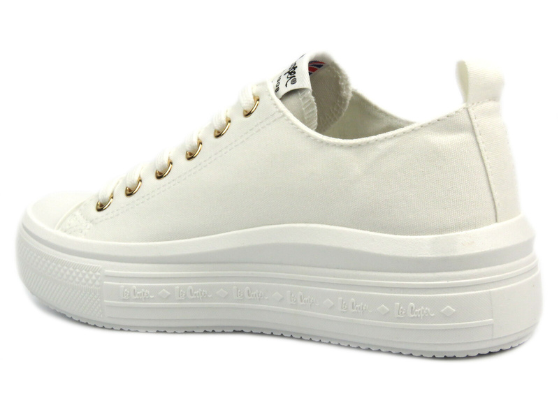 Trampki damskie na platformie - Lee Cooper LCW-24-44-2462L, białe