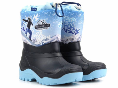 Śniegowce dziecięce z wełną - Ren But Muflon 32-468, niebieskie