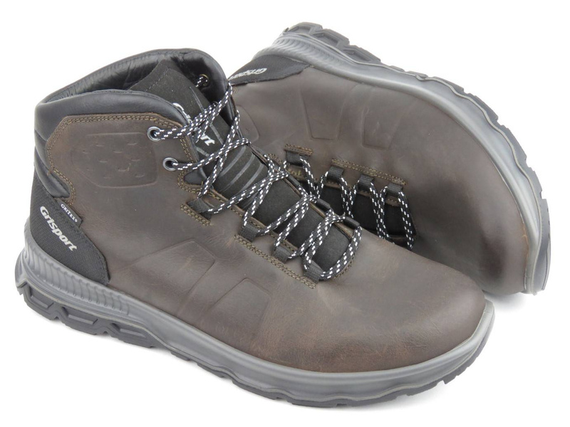 Włoskie trekkingi męskie z membraną - GRISPORT 14803T42G Marrone Texas, ciemnobrązowe
