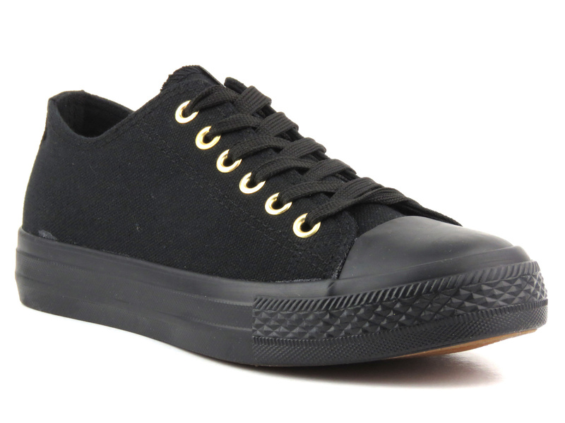 Jednolite, czarne trampki damskie NEWS 9SP30-1141, czarne