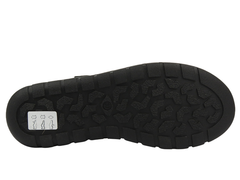 Skórzane półbuty damskie zapinane na rzep - Helios Komfort 780-2S, czarne