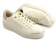 Sneakersy damskie ze skóry ekologicznej - MARCO TOZZI 2-23705-41, beżowe ze złotem
