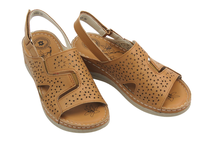 Sandały damskie Evento 25SD17-8365 brązowe na rzepy