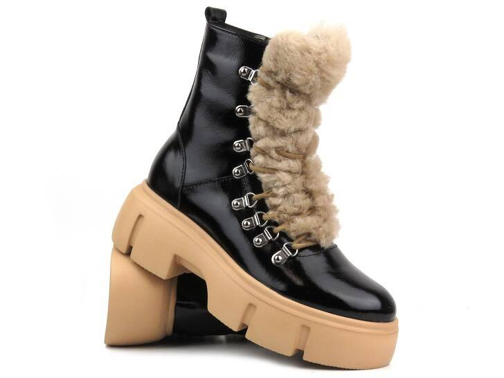 Botki skórzane trapery damskie - VENEZIA 4332, czarne