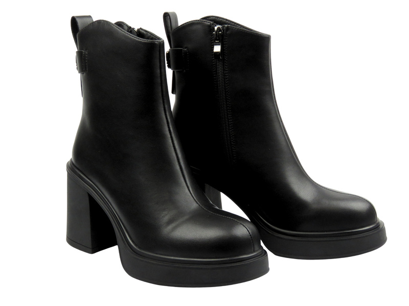 Botki damskie na obcasie Cambell 25-98301, czarne