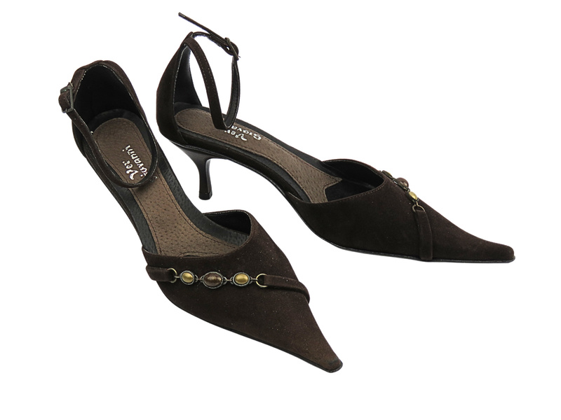 Czółenka na szpilce brązowe z regulowanym paskiem Ver Giovanni 512/6/F2