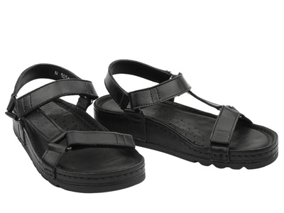 Skórzane sandały damskie Nika Komfort 1056 czarne