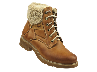 Skórzane trapery damskie Helios Komfort 565, brązowe