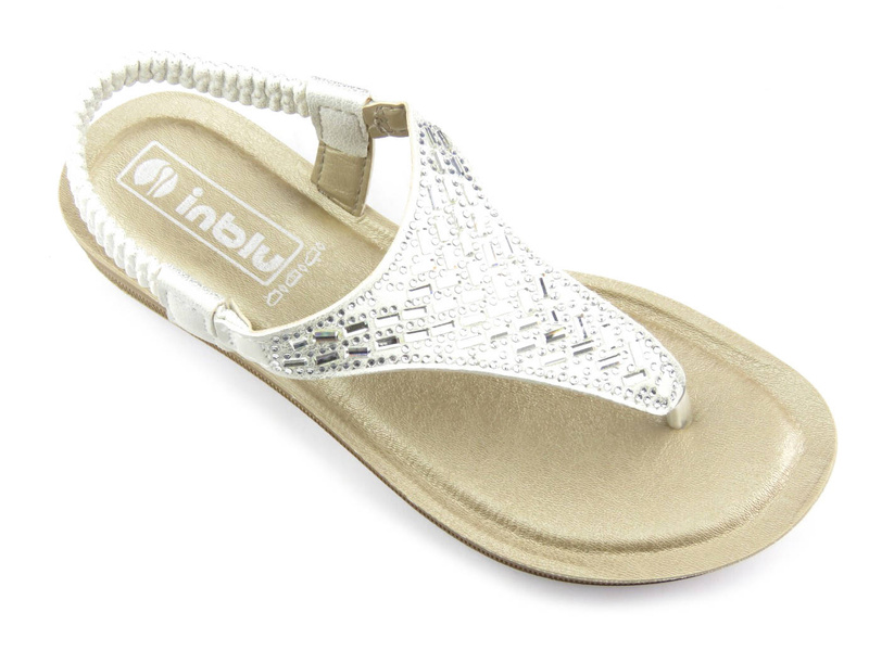 Sandały, japonki damskie wsuwane - Inblu BA-43, białe