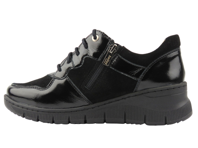 Wygodne sneakersy damskie ze skóry naturalnej Helios Komfort 347-2S, czarny 3 - tęgość H+