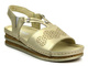 Skórzane sandały damskie na delikatnym koturnie - HELIOS Komfort 125, złote