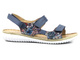 Skórzane sandały damskie na rzepy - Helios Komfort 794S, granatowe