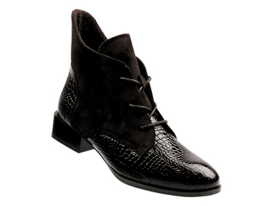 Ocieplane botki, trzewiki damskie brązowe Potocki 25-12498