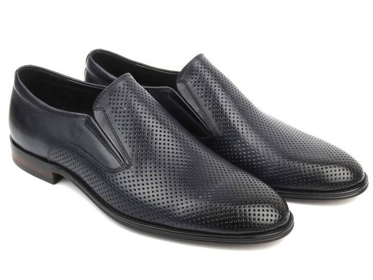 Eleganckie loafersy, półbuty męskie - JOHN DOUBARE A0047-705HB-5G, niebieskie
