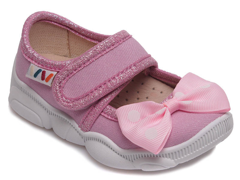 Kapcie dziecięce ze skórzaną wkładką - WEESTEP R107850049, różowe