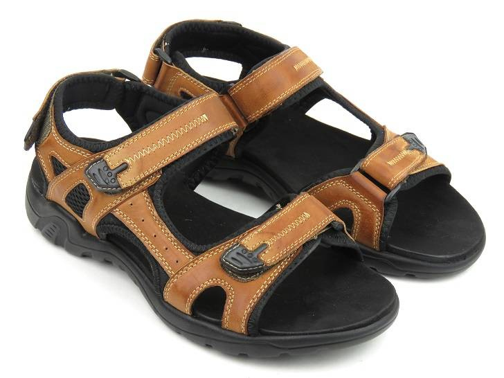 Sandały męskie na rzepy - AMERICAN CLUB CY 54/22, brązowe