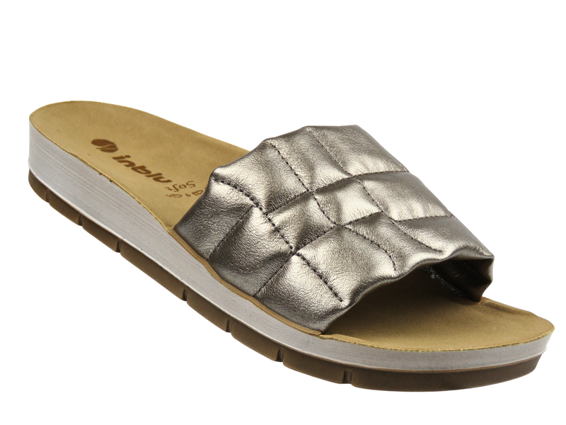 Klapki Damskie Ze Skóry Ekologicznej - INBLU AMALFI, Miedziane