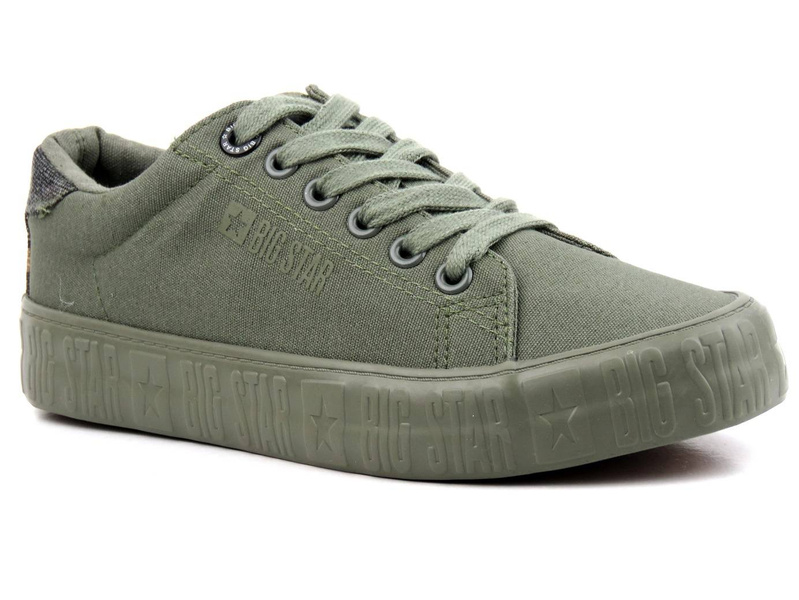 Trampki damskie z tkaniny - BIG STAR JJ274078, khaki