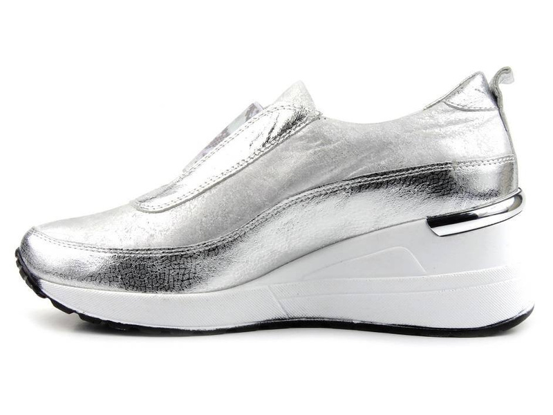 Buty damskie sportowe na koturnie - Venezia 4024, srebrne