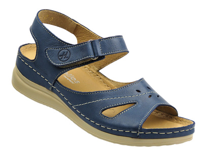 Skórzane sandały damskie granatowe HELIOS Komfort 142