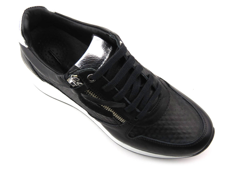 Sneakersy damskie na białym koturnie - VENEZIA 7655104, czarne